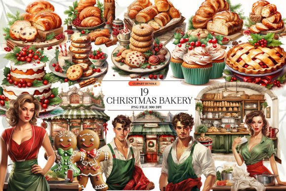 Christmas Bakery Clipart Bundle: Sweet Illustrations