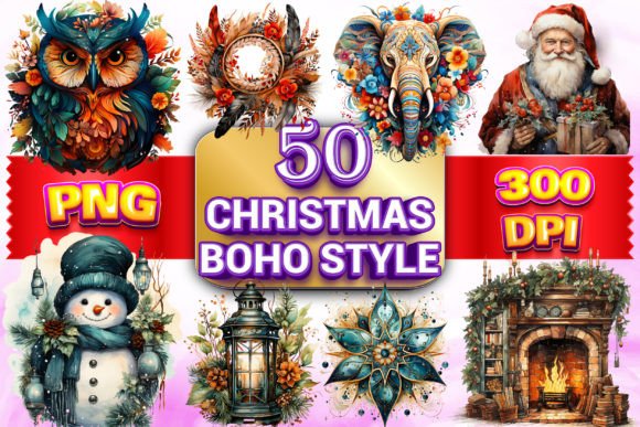 Christmas Boho Clipart 6: Fresh Illustrations