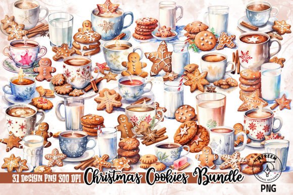 Christmas Cookies Sublimation Clipart: Festive Illustrations