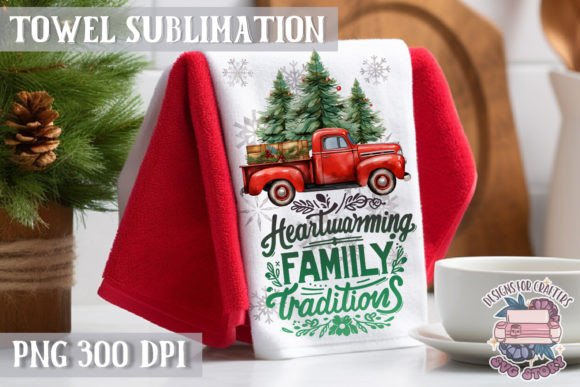 Christmas Dish Towel Sublimation: Festive Illustrations