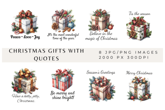 Christmas Gifts with Quotes: Festive Illustrations