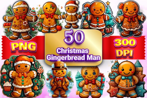 Christmas Gingerbread Man Clipart Bundle: Festive Illustrations