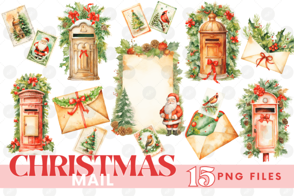 Christmas Mail Clipart Bundle Letter: Fresh Illustrations