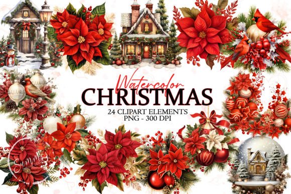 Christmas Ornaments Flower Globe Clipart for Illustrations