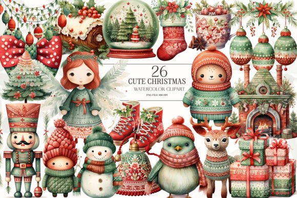 Cute Christmas Watercolor Clipart Bundle Review