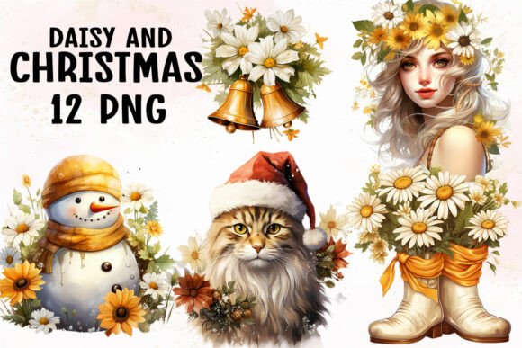 Daisy and Christmas Clipart: Fresh Illustrations