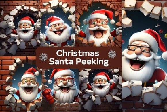 Funny 3D Santa Peeking Christmas Clipart Review
