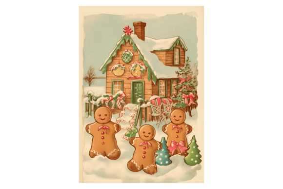 Gingerbread Family Christmas Card: Festive Illustrations