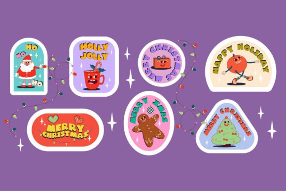 Groovy Retro Christmas Character Illustrations