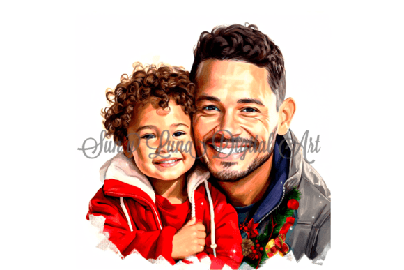 Hispanic Dad Son Christmas Art: Festive Illustrations