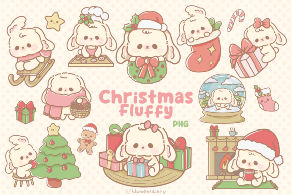 Kawaii Pastel Christmas Bunny: Cute Illustrations