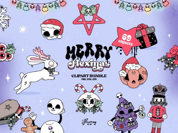Merry Hexmas Gothic Bundle: Dark Holiday Illustrations