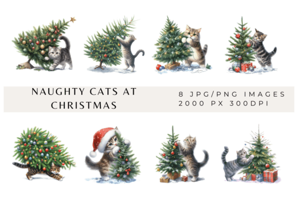 Naughty Cats at Christmas: Festive Illustrations for Bold Branding