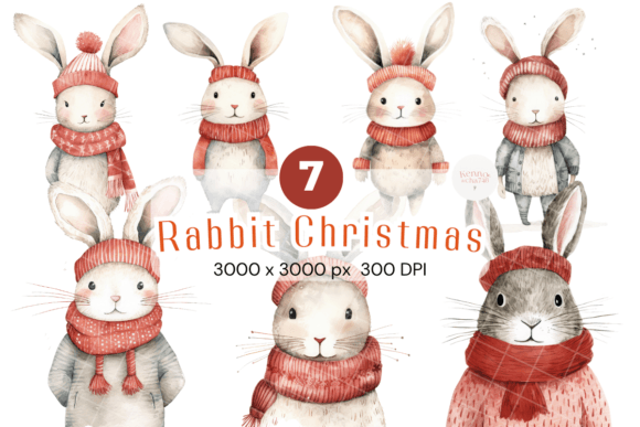 Rabbit Christmas Illustrations for Festive Branding