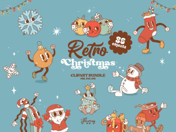 Retro Christmas Characters Bundle: Illustrations Review