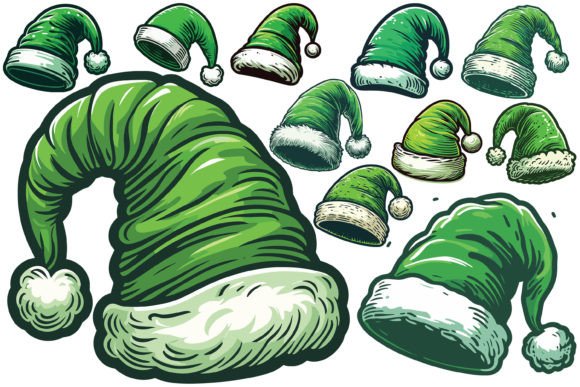 Reviewing 11 X Green Christmas Santa Hat Illustrations