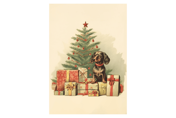 Sausage Dog Christmas Card 1: Festive Illustrations