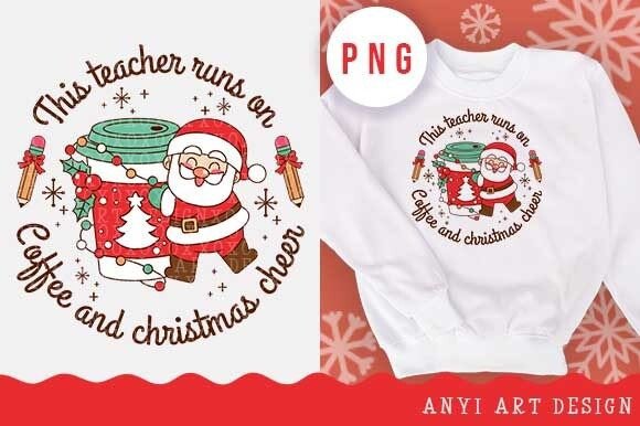 Teacher Coffee Christmas PNG: Festive Illustrations
