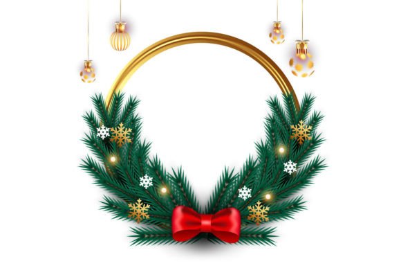 Vector Merry Christmas Photo Frame: Festive Illustrations