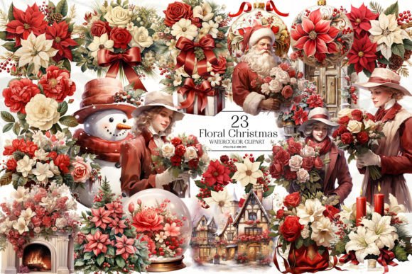 Vintage Floral Christmas Clipart Bundle Review