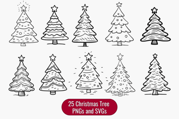 Vintage Tree Doodles: Illustrations for Holiday Sales