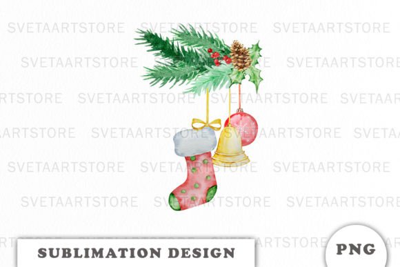 Watercolor Christmas Stocking PNG: Festive Illustrations