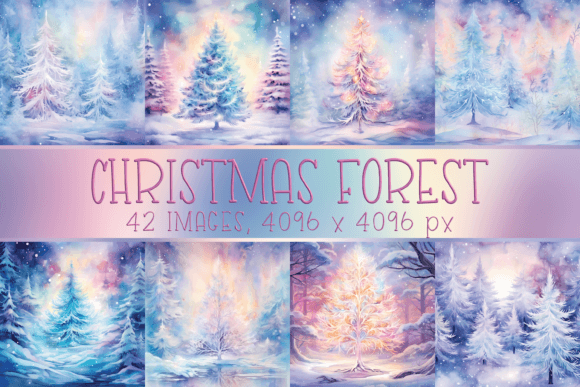 Watercolor Pastel Christmas Tree Images: Soft Illustrations